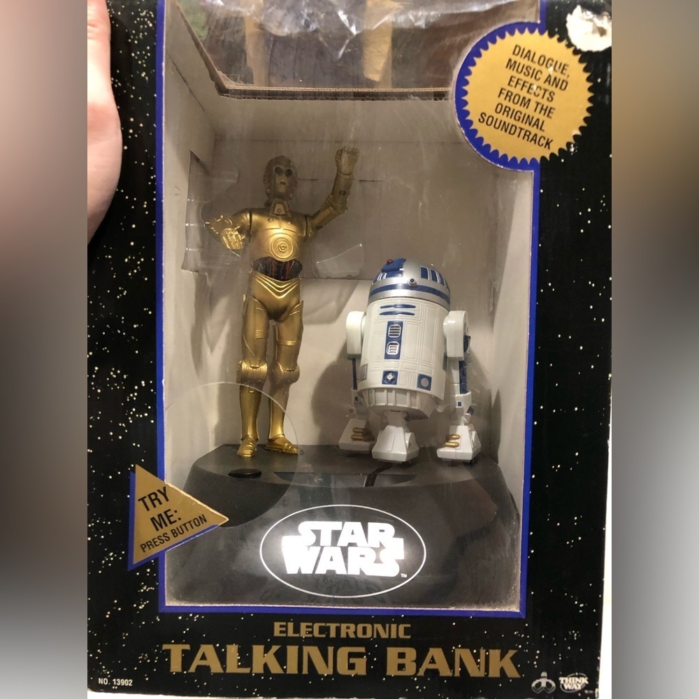 NWT 1995 Star Wars R2-D2 and C-3PO Electronic Talking Bank with Music
